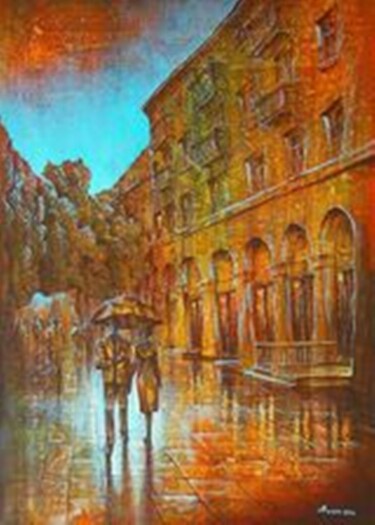 Pintura titulada "улица Абовян / Habo…" por Bela Lebedeva, Obra de arte original, Acrílico