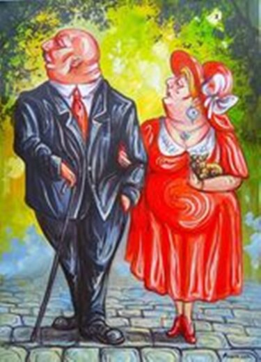 Malerei mit dem Titel "Прогулка" von Bela Lebedeva, Original-Kunstwerk, Acryl