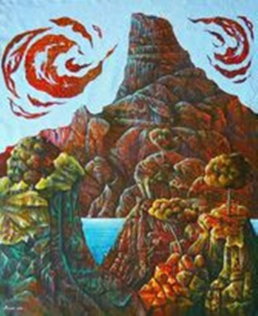 Pittura intitolato "Спящий вулкан / Sle…" da Bela Lebedeva, Opera d'arte originale, Acrilico