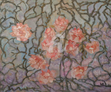 Painting titled "Pink violet dream" by Svetlana Belenkin, Original Artwork, Oil Mounted on Wood Stretcher frame