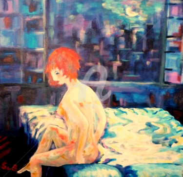 Painting titled "Insomnia" by Svetlana Belenkin, Original Artwork, Acrylic Mounted on Wood Stretcher frame