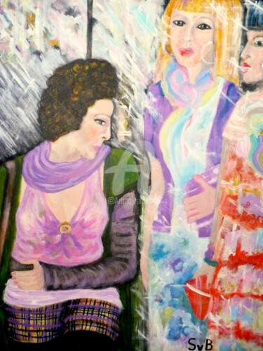 Painting titled "Shopping" by Svetlana Belenkin, Original Artwork, Acrylic Mounted on Wood Stretcher frame