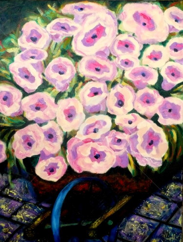 Painting titled "Flowers" by Svetlana Belenkin, Original Artwork, Acrylic Mounted on Wood Stretcher frame
