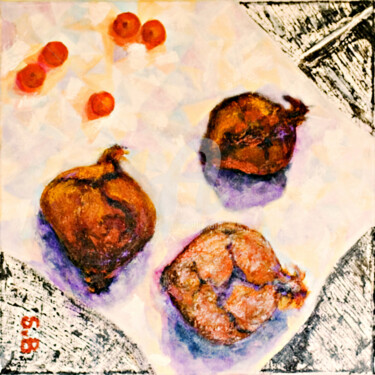 Painting titled "violet onion and cr…" by Svetlana Belenkin, Original Artwork, Acrylic Mounted on Wood Stretcher frame