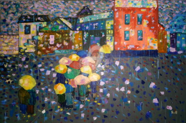 Malerei mit dem Titel "Blind  rain" von Svetlana Belenkin, Original-Kunstwerk, Acryl Auf Keilrahmen aus Holz montiert