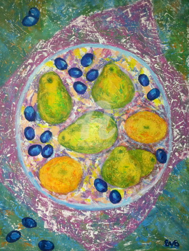 Картина под названием "Fruits" - Svetlana Belenkin, Подлинное произведение искусства, Акрил Установлен на Деревянная рама дл…