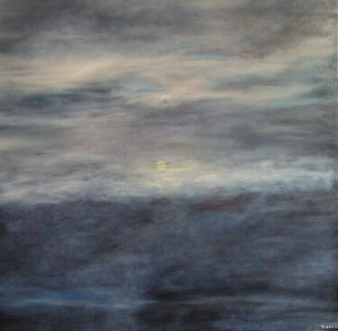 Painting titled "Lever de lune" by Belas, Original Artwork, Oil