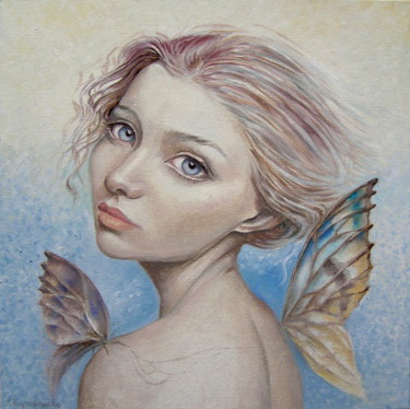 Painting titled "ANGEL" by Izabela Krzyszkowska Kiełek, Original Artwork, Oil