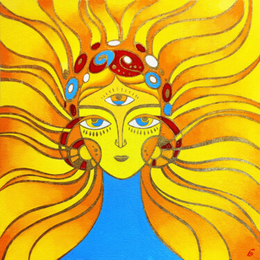 Картина под названием "The sun" - Yulia Belasla, Подлинное произведение искусства, Масло