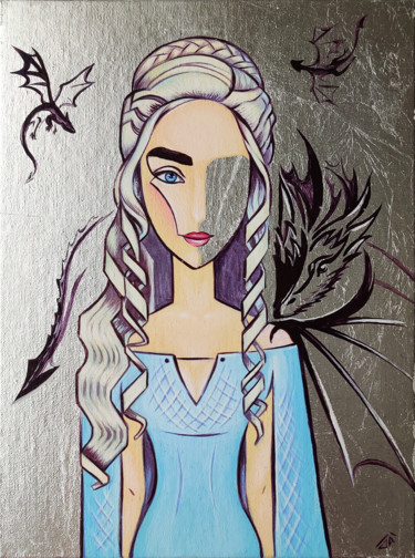 Malerei mit dem Titel "Daenerys Targaryen" von Yulia Belasla, Original-Kunstwerk, Acryl