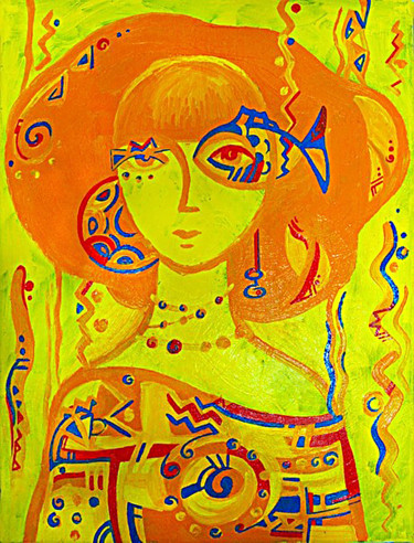 Painting titled "Orange Sea" by Yulia Belasla, Original Artwork, Oil