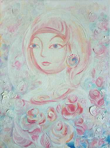 Картина под названием "Lady in Roses" - Yulia Belasla, Подлинное произведение искусства, Масло