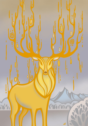 Arts numériques intitulée "Deer" par Yulia Belasla, Œuvre d'art originale, Travail numérique 2D