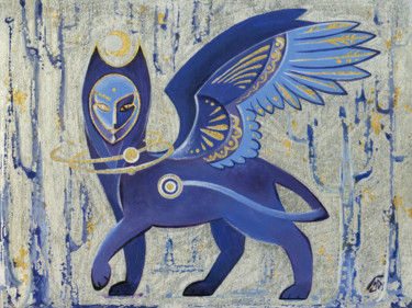 Pittura intitolato "Space Griffin, fant…" da Yulia Belasla, Opera d'arte originale, Acrilico