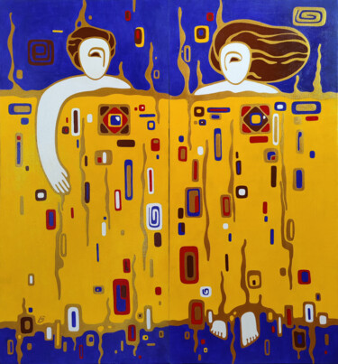Malerei mit dem Titel "UNDER ONE BLANKET,…" von Yulia Belasla, Original-Kunstwerk, Acryl