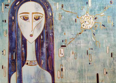 Malarstwo zatytułowany „White Sun, abstract…” autorstwa Yulia Belasla, Oryginalna praca, Akryl