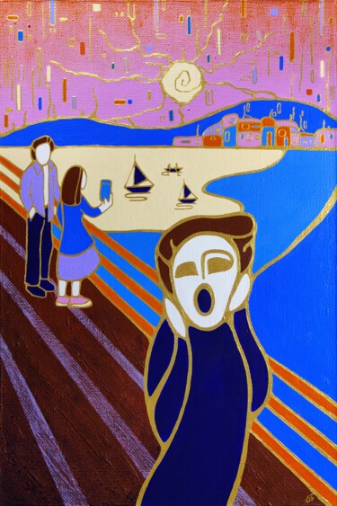 Malerei mit dem Titel "SCREAM AT SUNSET. I…" von Yulia Belasla, Original-Kunstwerk, Acryl