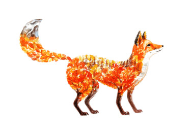 "Fox in leaves" başlıklı Tablo Yulia Belasla tarafından, Orijinal sanat, Suluboya