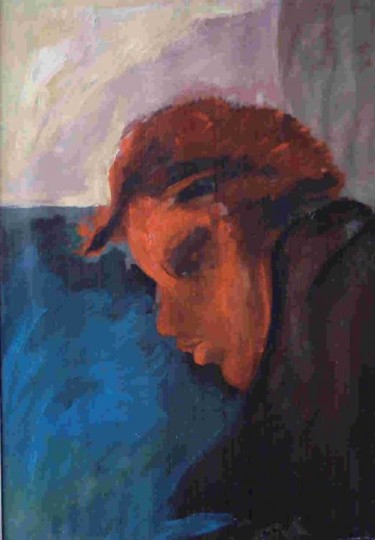 Peinture intitulée "le portrait rouge" par Belaziz, Œuvre d'art originale, Huile