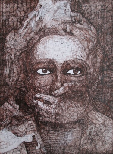 Рисунок под названием ""Be silent and thin…" - Lyudmila Belenkina, Подлинное произведение искусства, Чернила
