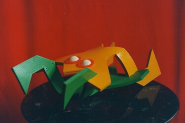 Γλυπτική με τίτλο "69 de grenouilles" από Belfeygor, Αυθεντικά έργα τέχνης, Ξύλο