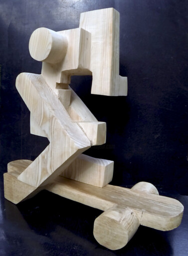 Skulptur mit dem Titel "Skaty" von Belfeygor, Original-Kunstwerk, Holz