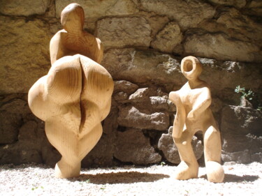 Sculpture titled "Couple" by Belfeygor, Original Artwork, Wood