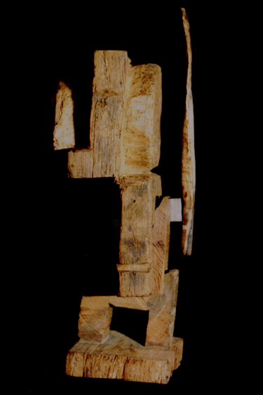 Sculptuur getiteld "Guerrier#2" door Belfeygor, Origineel Kunstwerk, Hout