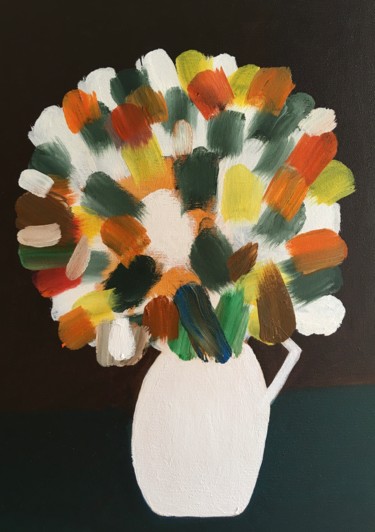 Peinture intitulée "Vase de couleurs" par Khaled Belhassine, Œuvre d'art originale, Huile