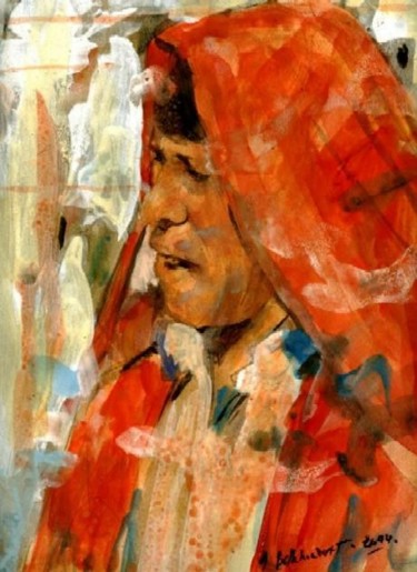 Painting titled "femme" by Abdelkader Belkhorissat, Original Artwork