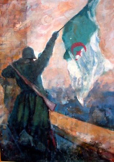 Peinture intitulée "l'indépendance" par Abdelkader Belkhorissat, Œuvre d'art originale