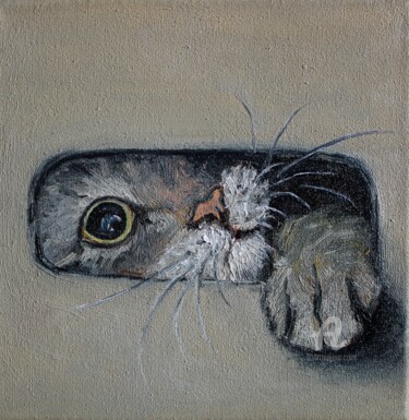 Картина под названием "Homeless kitten" - Ok Belkina, Подлинное произведение искусства, Масло