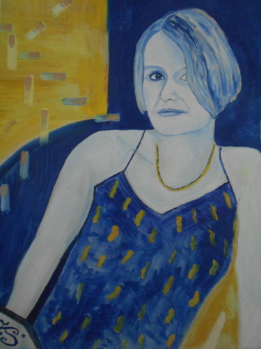 Картина под названием "La jeune femme en b…" - Andrea Schimböck-Marock, Подлинное произведение искусства, Масло