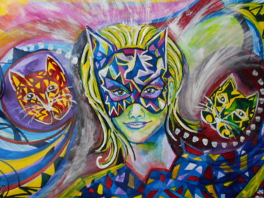 Painting titled "La gatta" by Andrea Schimböck-Marock, Original Artwork