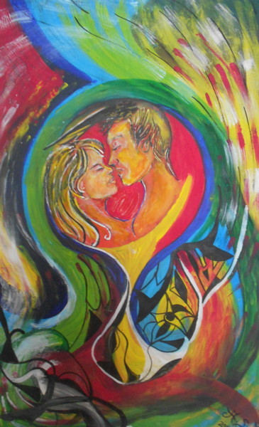 Картина под названием "Le cercle de l'amour" - Andrea Schimböck-Marock, Подлинное произведение искусства, Акрил