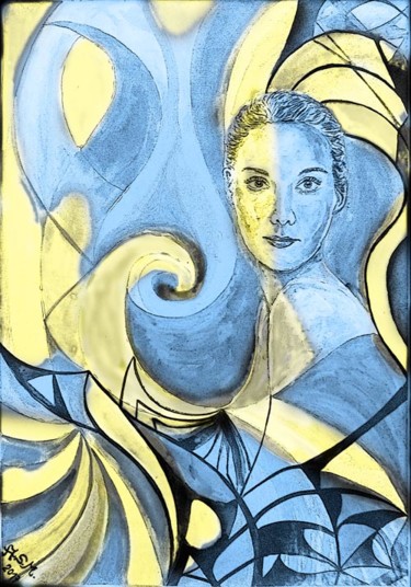 Painting titled "Blue-yellow dreams" by Andrea Schimböck-Marock, Original Artwork