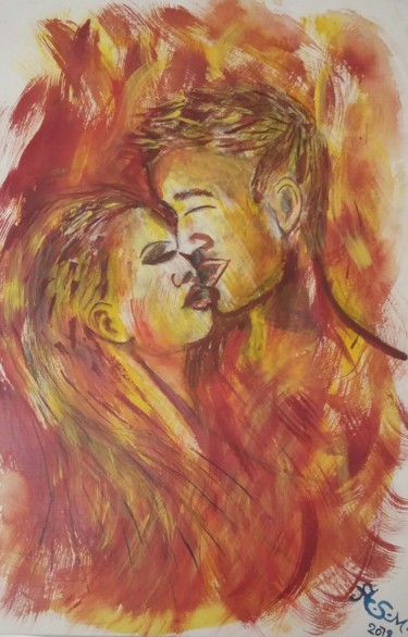 Malerei mit dem Titel "Feu de la passion" von Andrea Schimböck-Marock, Original-Kunstwerk, Acryl