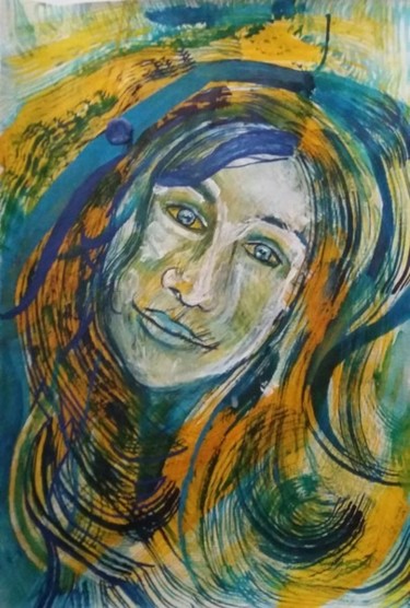 Peinture intitulée "Nel blu equilibrante" par Andrea Schimböck-Marock, Œuvre d'art originale, Aquarelle