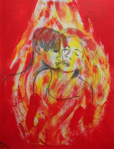 Картина под названием "Rosso: Il colore de…" - Andrea Schimböck-Marock, Подлинное произведение искусства, Акрил