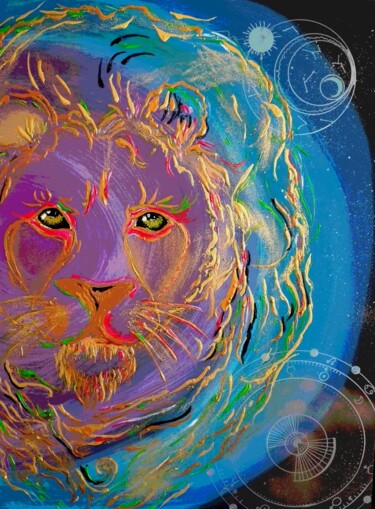 Painting titled "Zodiac sign Leo" by Bella Metreveli, Original Artwork, Acrylic