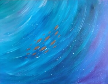 Картина под названием "Золотые рыбки" - Bella Metreveli, Подлинное произведение искусства, Акрил
