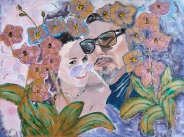 Malerei mit dem Titel "Teona e Cristian" von Bella Metreveli, Original-Kunstwerk, Acryl