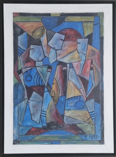 Peinture intitulée "cubism blue" par Bellasartes Caldas Novas, Œuvre d'art originale, Huile Monté sur Châssis en bois
