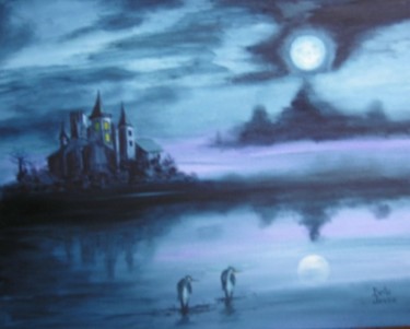 Painting titled "Château hanté" by Danielle Belle Josse, Original Artwork