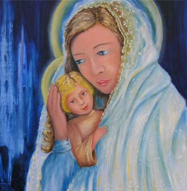 Peinture intitulée "La vierge et l'enfa…" par Danielle Belle Josse, Œuvre d'art originale