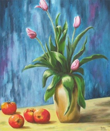 Painting titled "Tulipes roses" by Danielle Belle Josse, Original Artwork