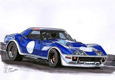 Peinture intitulée "Corvette Chevrolet" par Jean-Luc Bellini, Œuvre d'art originale