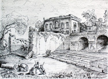 Drawing titled "Ruines en Italie" by Jean-Luc Bellini, Original Artwork, Other