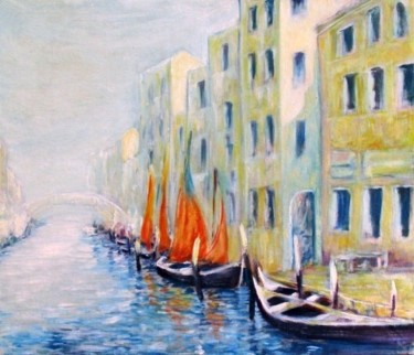 Peinture intitulée "VENISE canal au XIX…" par Jean-Luc Bellini, Œuvre d'art originale, Huile