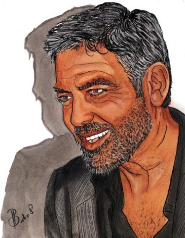 Painting titled "Georges Clooney" by Jean-Luc Bellini, Original Artwork, Oil